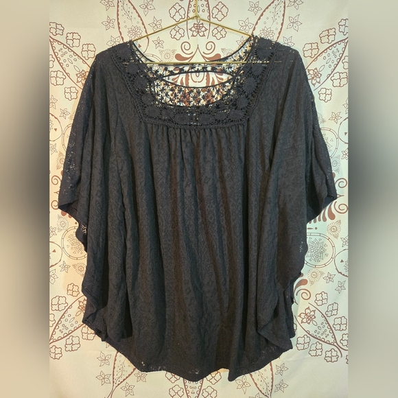 French Laundry Black Lace Sheer Blouse M - Picture 1 of 6